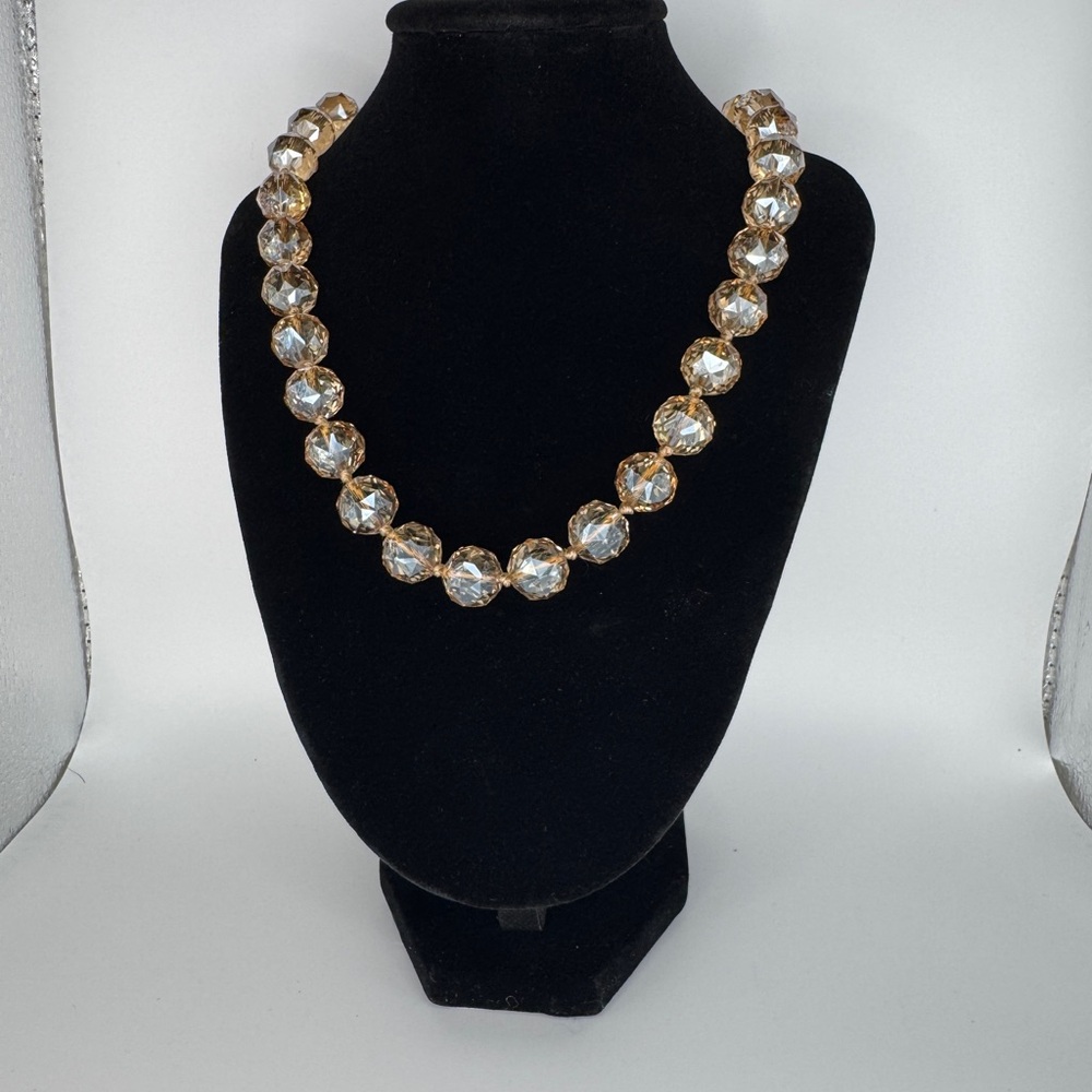 Elegant Gold-Tone Crystal Ball Necklace - Women Jewelry